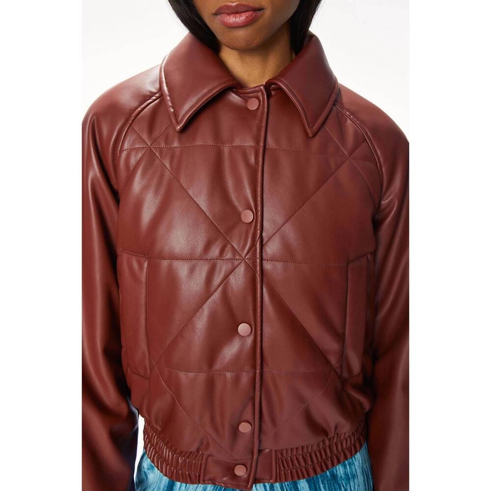 NEW OOFWEAR eco leather bomber in chestnut brown